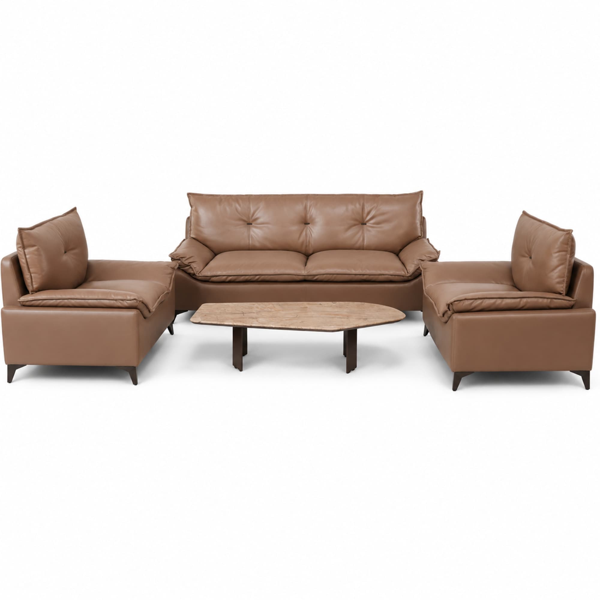 Brown Leather Sofa Set