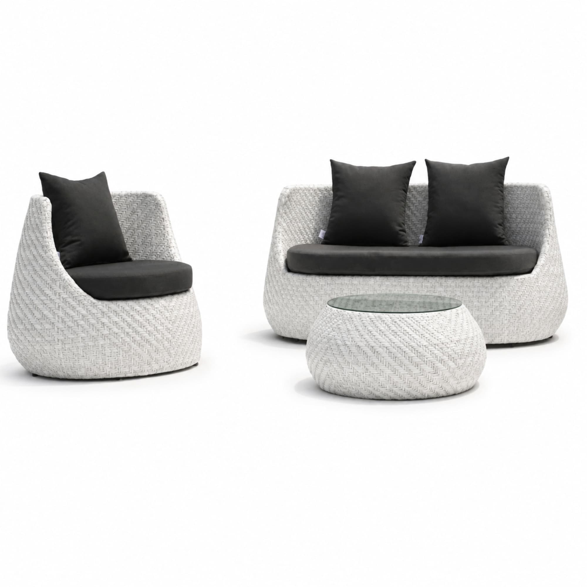 White Rattan Sofa Set